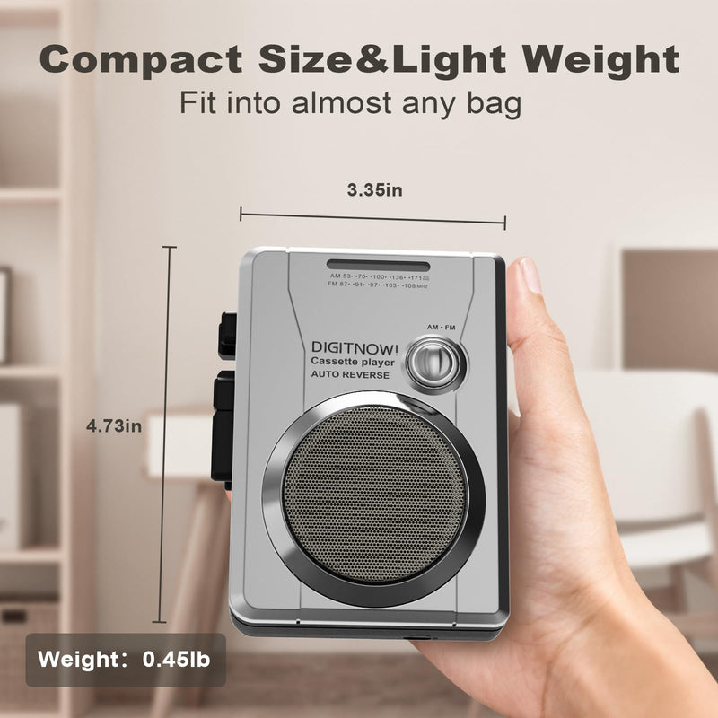 [AUSTRALIA] - Portable Cassette Tape Player Recorder, Retro AM FM Radio, Compact Cassette Audio Recorder with 3.5MM AUX Jack, Built-in Loud Speaker & Microphone, Auto Reverse, Removable Belt Clip 