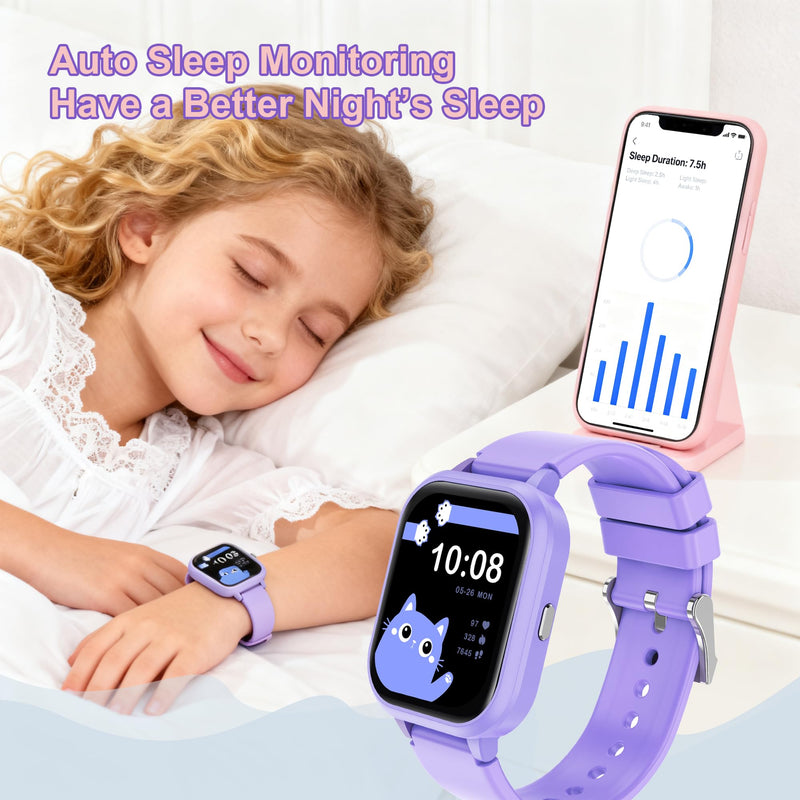 Kids Smart Watch 4-15 Ys, Standalone&APP Dual Use, Bluetooth Call, Kid Gift | 1.8'' IP68 Boys Girls Fitness Tracker, DIY Sports Modes, Heart Rate&Sleep Monitor, 13 Alarms, Weather, Smart Reminder, Games Pink-Bluetooth