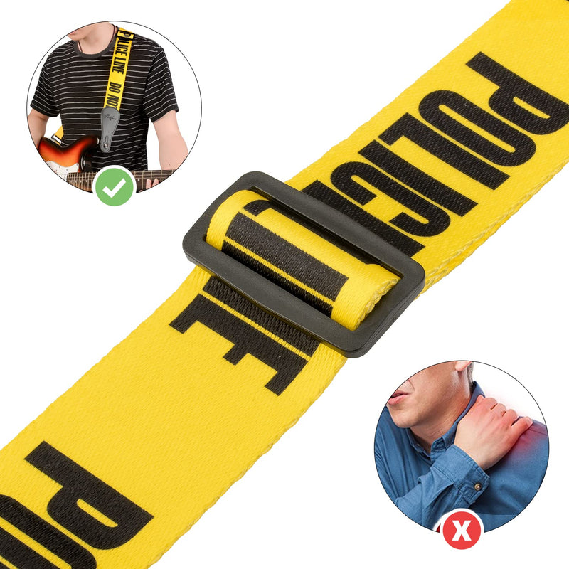 Guitar Strap, Soft Shoulder Strap for Acoustic, Electric and Bass Guitars Police Line Yellow