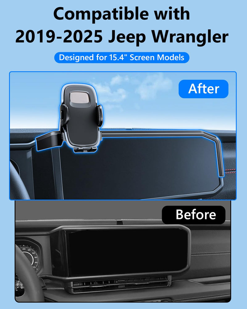 ELOHEI 12.3" Car Phone Holder for Jeep Wrangler 2024 Accessories | Screen Phone Mount 360° Rotation Smart Phone Mount Kit (HE05) HE05