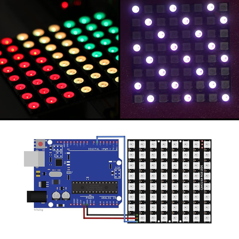 [AUSTRALIA] - GERUI Pack of 3 U 64 LED Matrix Panel CJMCU-8x8 Module WS2812 5050 RGB in Full Colour Driver Colour Light Development Board Compatible for Arduino and Raspberry 