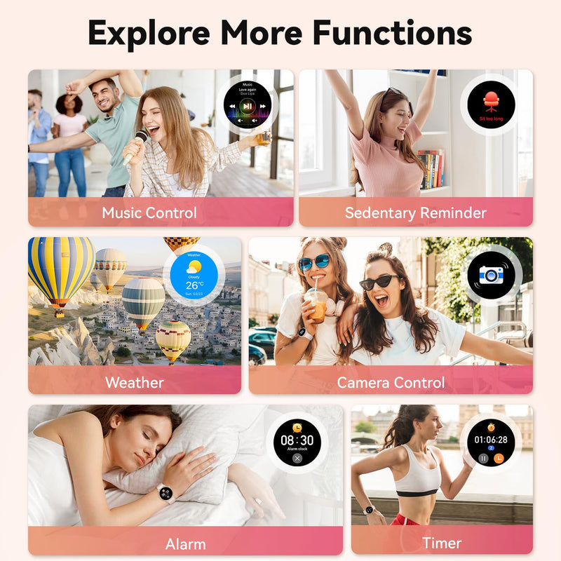 Smart Watch for Women Fitness Tracker: Waterproof Digital Womens Watches Make Answer Call Smartwatch for Android Phone iPhone Samsung Compatible Sleep SpO2 Heart Rate Monitor Running Step Pedometer Pink