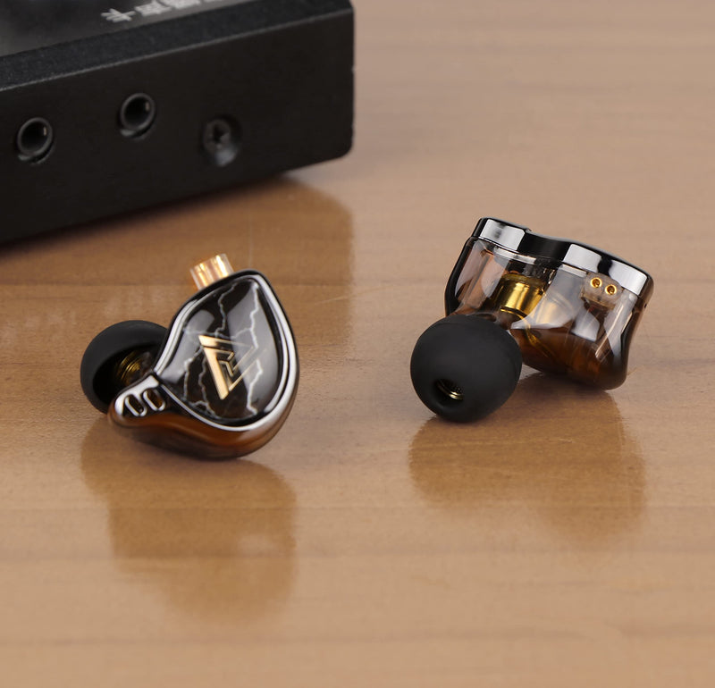 Linsoul QKZ x HBB 10mm Titanium-Coated Diaphragm HiFi in-ear Monitor Earphones with Semi-open Cavity, Detachable 2Pin Silver-plated Cable, Noise Canceling for Audiophile (Black, with Mic) Black