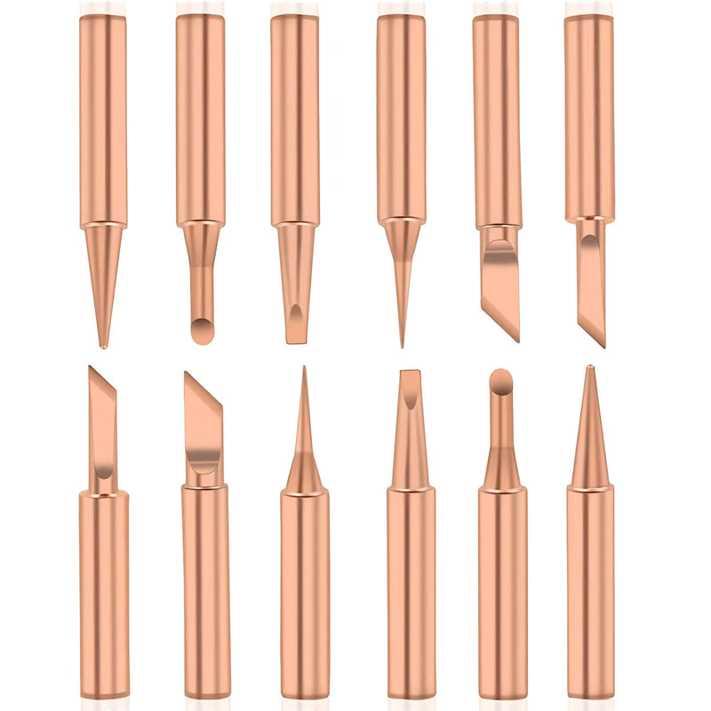 Treki Pack of 12 Copper Soldering Tip Replacement Soldering Iron Tips Set, 900M-T Replacement Soldering Tips, Soldering Tips for Soldering Station, Welding Devices, Accessories, Soldering Tips,