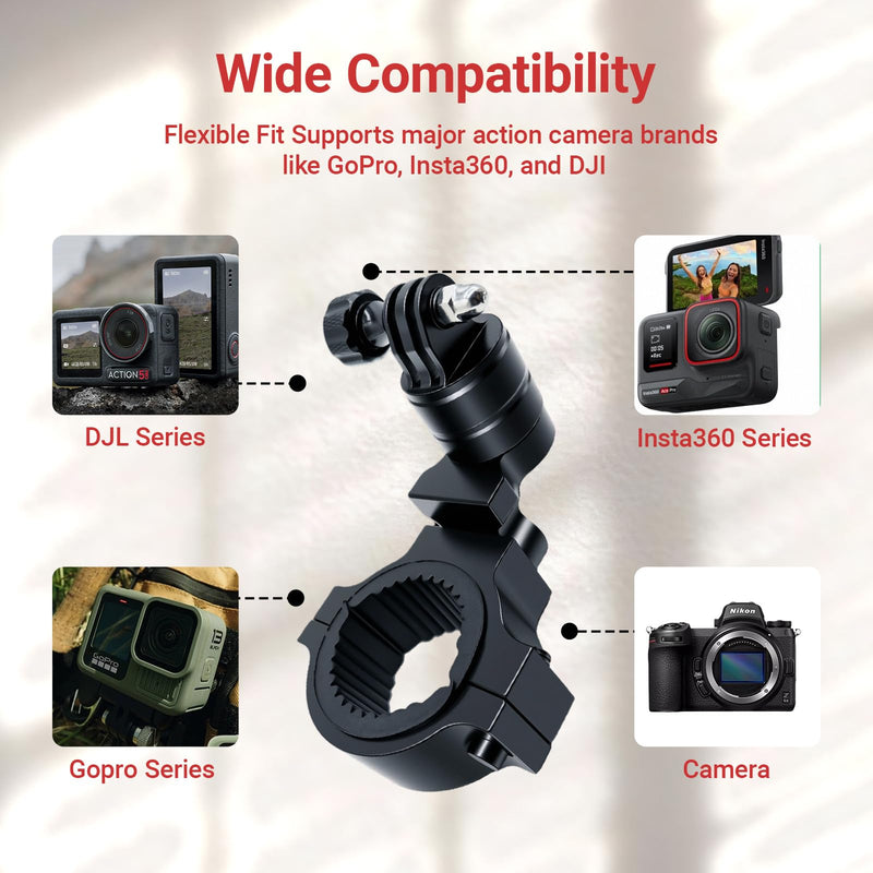 [AUSTRALIA] - UTV ATV 360° Rotation Camera Mount,Fits 1'' 1.5'' 1.75'' 2'' Tube Roll Bar,Compatible with DJL Insta360 Gopro Hero etc 