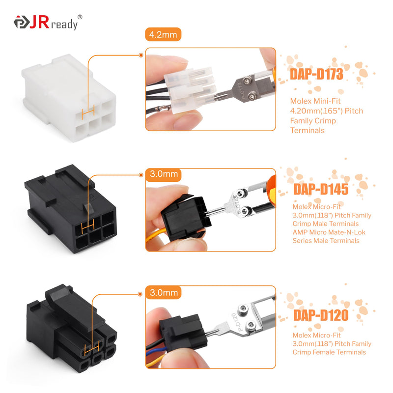 JRready DAP-D173 Mini-Fit Jr Extraction Tool(Equivalent to Molex 11-03-0044) Molex Pin Extractor Terminal Release Tool for Mini-Fit Jr.TM Series Terminals Built-in Plunger ATX Pin Removal Tool Pin Extractor Tool