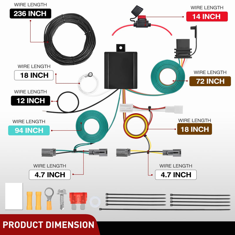 Nilight 4 Pin Trailer Wiring Harness Kit 56106 Simple Fit Tow Hitch | Vehicle Standard 4 Way Connector Custom for 2011 2012 2013 2014 Toyota Sienna, 2015 2016 2017 2018 2019 2020 Sienna SE Toyota Sienna 2011-2020