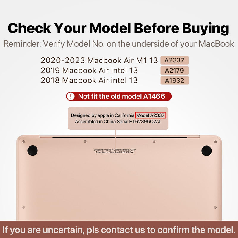 Compatible for Macbook Air 13 inch Case M1 2020 2019 2018 [Same as Bare Device] Sturdy Protective Hard Shell Cover for Laptop A2337 A2179 A1932 - Gold Clear