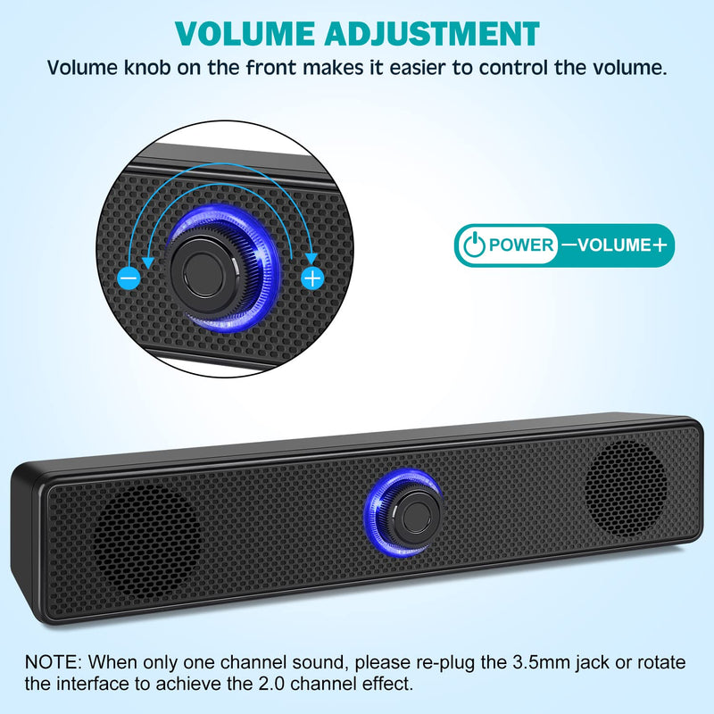 Computer Speakers, USB Powered PC Speakers Wired Stereo Desktop Speakers for Computer, Desktop, Laptop, PC, Pad, Cellphone [2023 Version]