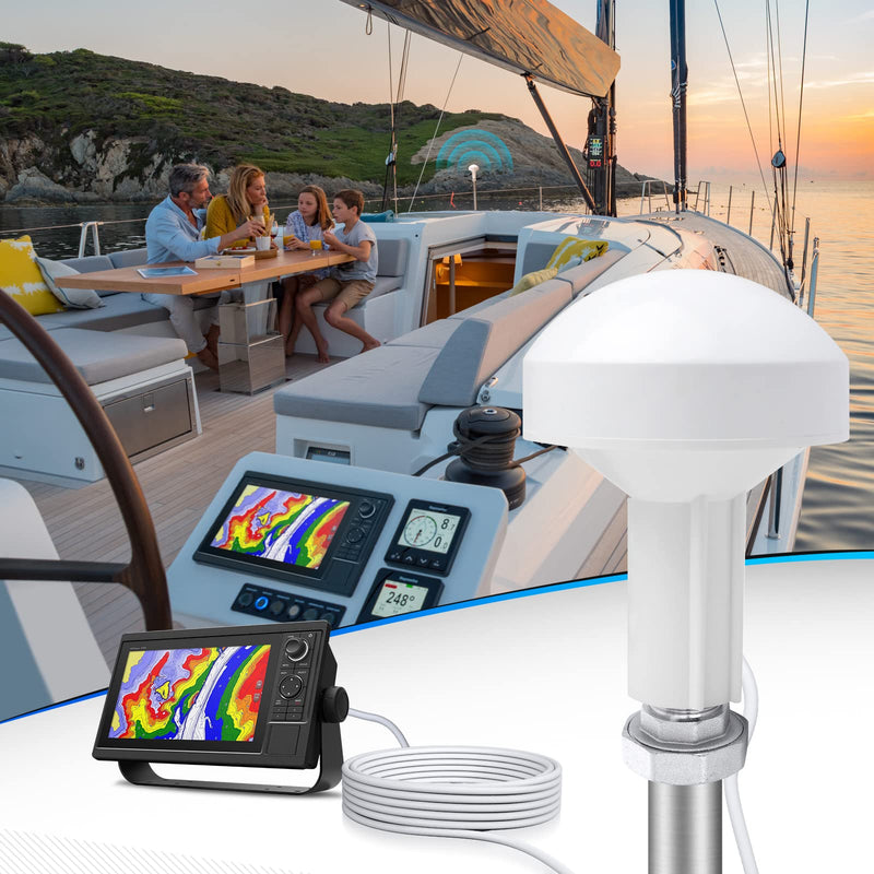 Bingfu Boat Ship Marine GPS Navigation External Antenna (5m Cable) Compatible with Garmin GPSMAP MAP NavTalk StreetPilot Furuno Matsutec Trimble GPS Modem Receiver Unit Transducer Fishfinder Sounder 16.4ft / 5m