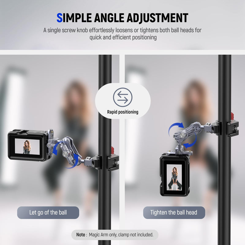 NEEWER Lightweight Magic Arm, Articulating Friction Arm with 1/4" Screw & NATO Clamp, Retractable Anti Twist Locating Pin, 360° Ball Head for Field Monitor, Compatible with SmallRig Cage, UA072