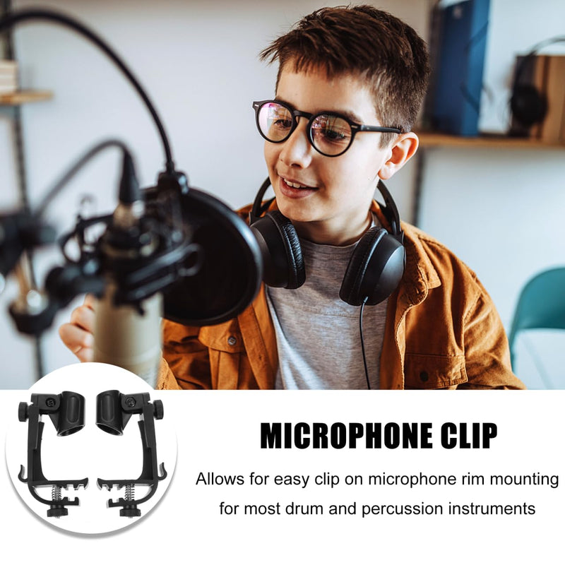 Vaguelly 6 Pcs Classic Black Metal + Plastic Drum Microphone Clip, Adjustable Mic Mount, Anti-Shock, Suitable for Most Drums & Percussion 13X7.2X2.5CMx3pcs Blackx3pcs