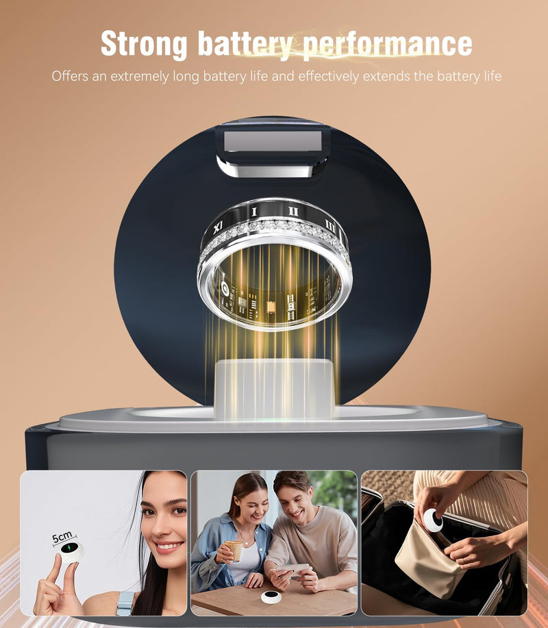 10 Gen Diamond Smart Ring and Wireless Charging Case【Industry Ranking No.1 – 0 Measurement Error】 2026 Smart Ring for Women & Men for Sleep Tracking Wearable Device,Fitness Ring 11# Silver-C 11#
