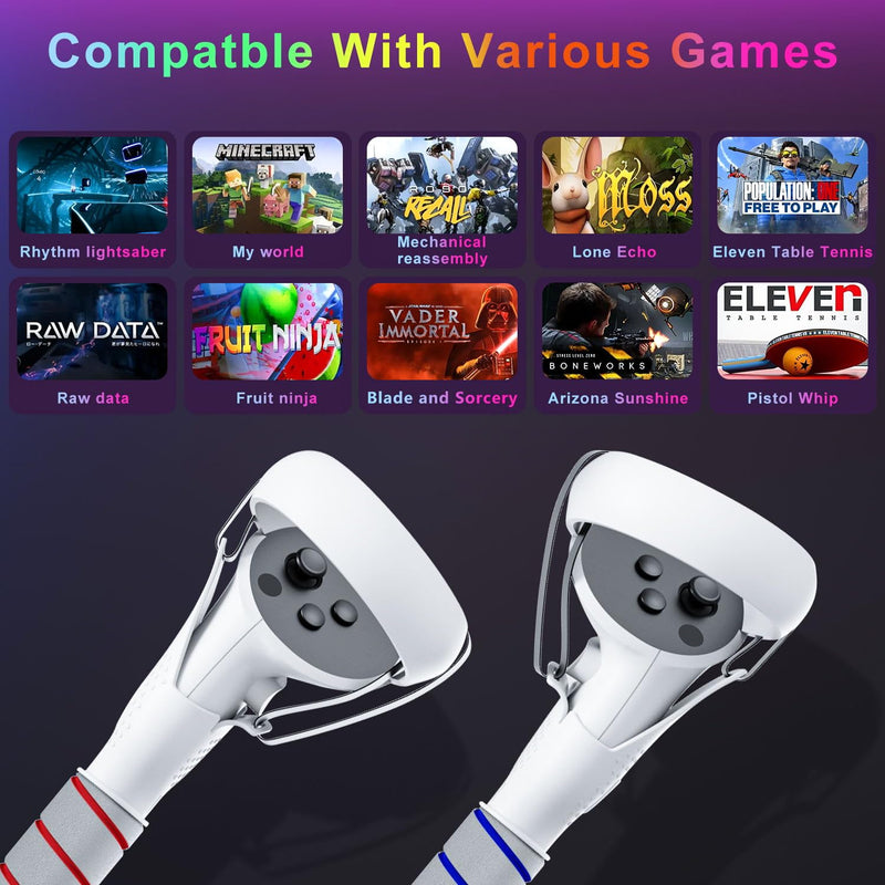 Saqico Head Strap & 2 in 1 Long Arms & Handle Attachments Compatible with Oculus Quest 2 & Hand Controllers