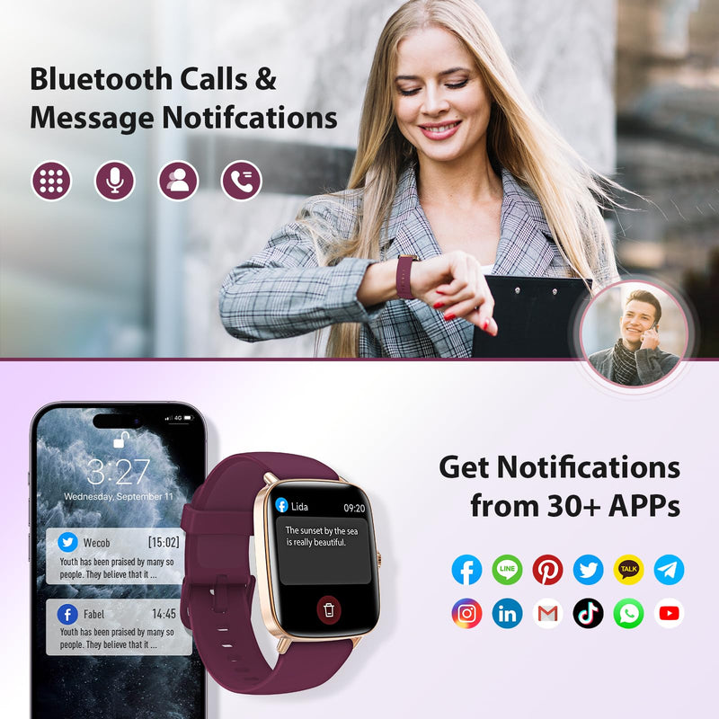Smart Watch for Women Men, 2025 New Smartwatch (Answer/Make Call) for iPhone/Android, 1.85" HD 60+FPS Screen Fitness Tracker with 110+ Sport Modes, Sleep/Health Monitor, IP68 Waterproof, with 2 Bands