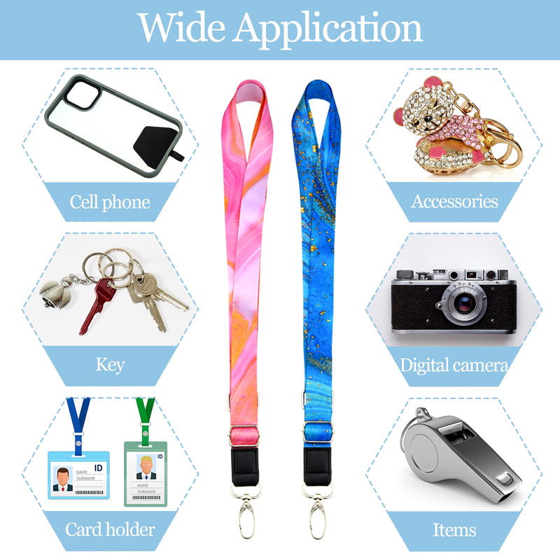 Chinco 5 Pcs Cell Phone Lanyard Adjustable Universal Neck Straps with Phone Pads Phone Lanyard Crossbody for Phone Case Key ID Compatible with Iphone and Most Smartphones(Bright Color, Marble Pattern) Bright Color