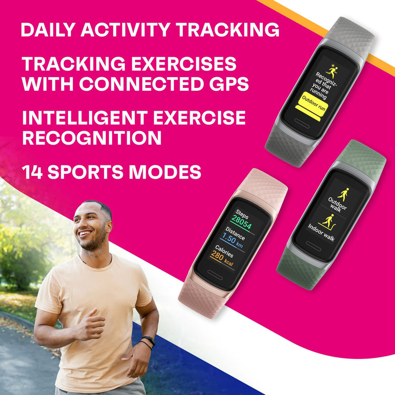 OCTANDRA Active 2 VeryFit Fitness Tracker Heart Rate SpO2 Blood Oxygen Saturation Sleep Monitor 1.05" Screen Activity Step Counter Pedometer IP68 Waterproof Smart Watches for Men Women (ID155) (Grey) ID155 - Grey