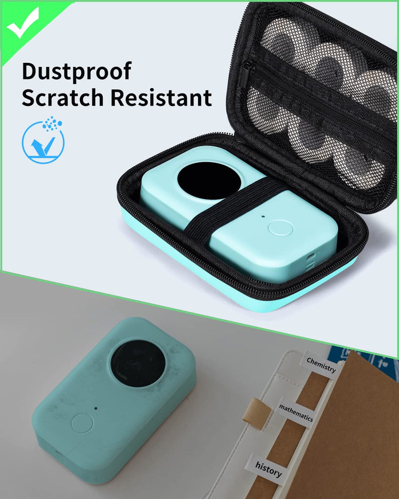 [AUSTRALIA] - Memoking T02 Hard Storage Case - Compatible with Phomemo D30, SUPVAN E10, NIIMBOT D11, JADENS D110 and More, with Zipper Mesh Pocket, Waterproof Shockproof Case, Green (Only Case) 