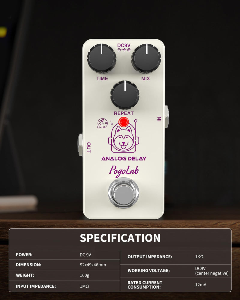 Delay Pedal, Delay Pedals for Electric Guitar, Analog Delay Guitar Pedal, DC 9V True Bypass, Mini Delay Pedal