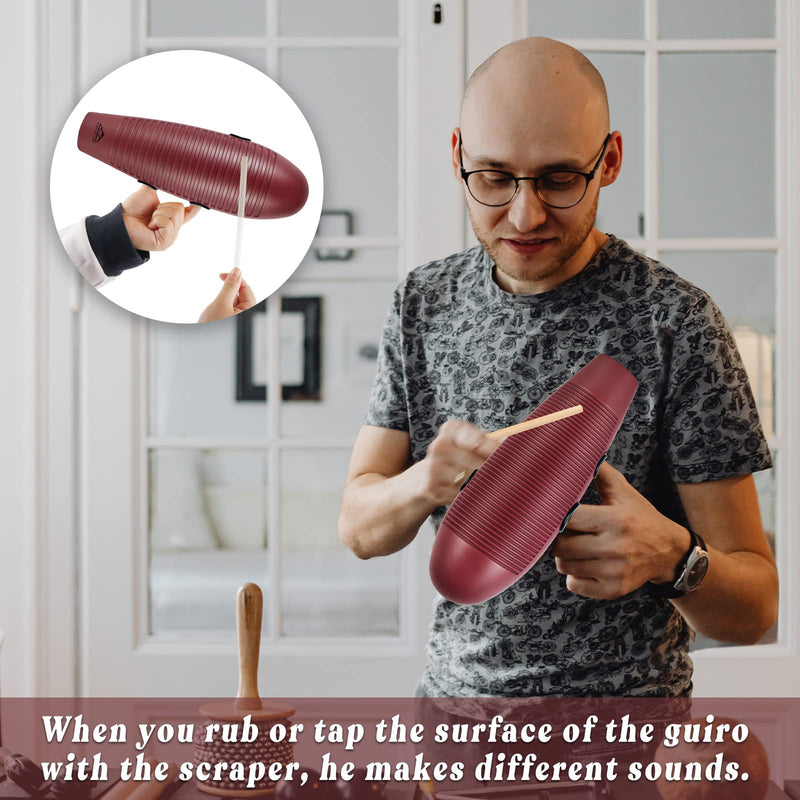 [AUSTRALIA] - EASTROCK Guiro Instrument 3.9"x13" Fish Shaped Latin Percussion Instrument with 2 Scrapers Guiro Instrument Musical Training Tool for Beginners and Professional Band Accompaniment Large Redbrown 