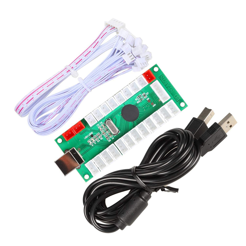 EG STARTS Arcade DIY Kit USB Encoder To PC Joystick + 8 Ways 5 Pin Stick + Chrome Plated LED Illuminated Push Button 1 Player & Coin Buttons For Arcade Mame Raspberry Pi 2 3 3B Games