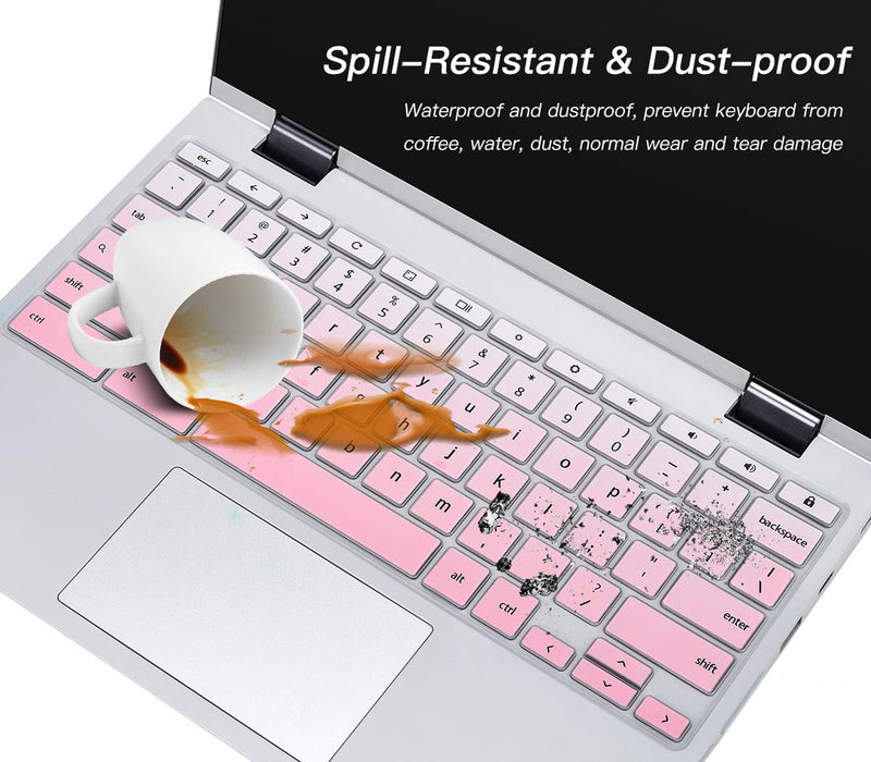 Keyboard Cover Skin for Lenovo Chromebook C330 C340 2-in-1 11.6 / Lenovo 100E 300E 500E Chromebook 11.6 / Lenovo Chromebook N20 N21 N22 N23 11.6 / Lenovo Flex 11 Chromebook 11.6" Skin, Ombre Pink