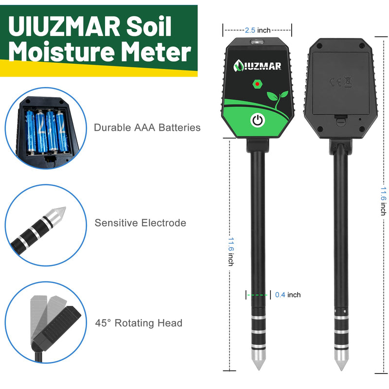 [AUSTRALIA] - UIUZMAR Soil pH Meter Soil Moisture Meter 8 in 1 Fertility Salt Moisture pH EC Light Humidity Temp Accurate Soil pH Test Kit for Garden and Hydroponics 8 in 1 Soil Meter 
