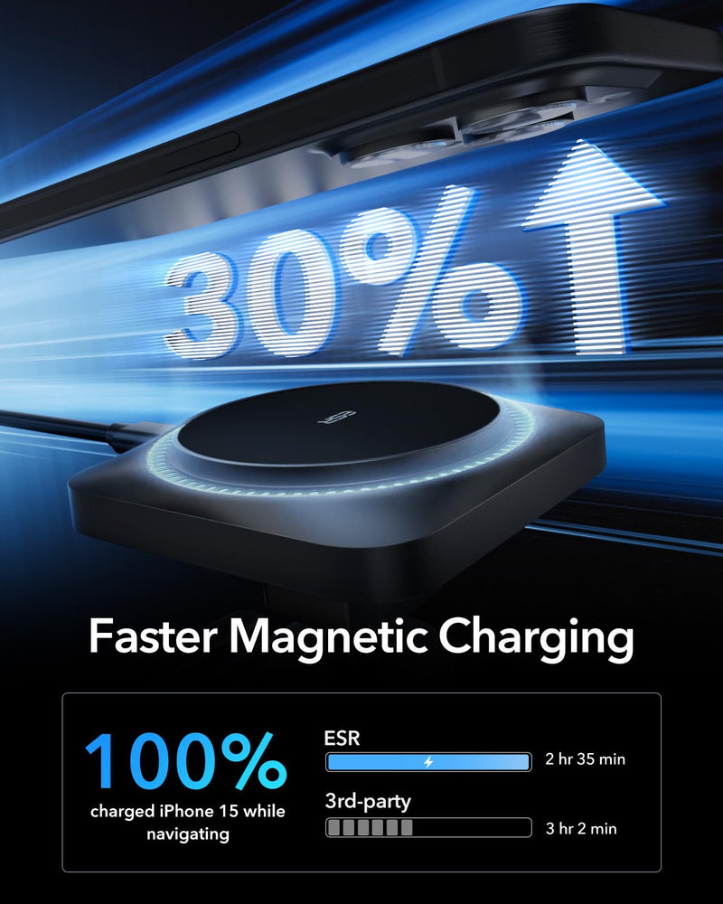 ESR for MagSafe Car Mount Charger with CryoBoost Cooling for iPhone 17-12 | Phone Cooling Magnetic Wireless Car Charger, Air Vent & Dashboard Fast Charging Car Phone Holder, Compatible with S26/S25