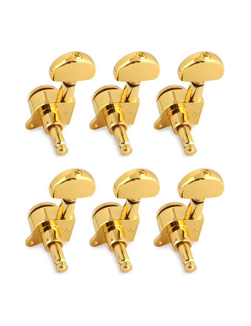 [AUSTRALIA] - Rubatone Locking Guitar String Tuning Pegs Sealed Machine Heads Tuners Tuning Keys 6 In Line for Right Handed Electric Guitar or Acoustic Guitar Half Round Head Gold. 