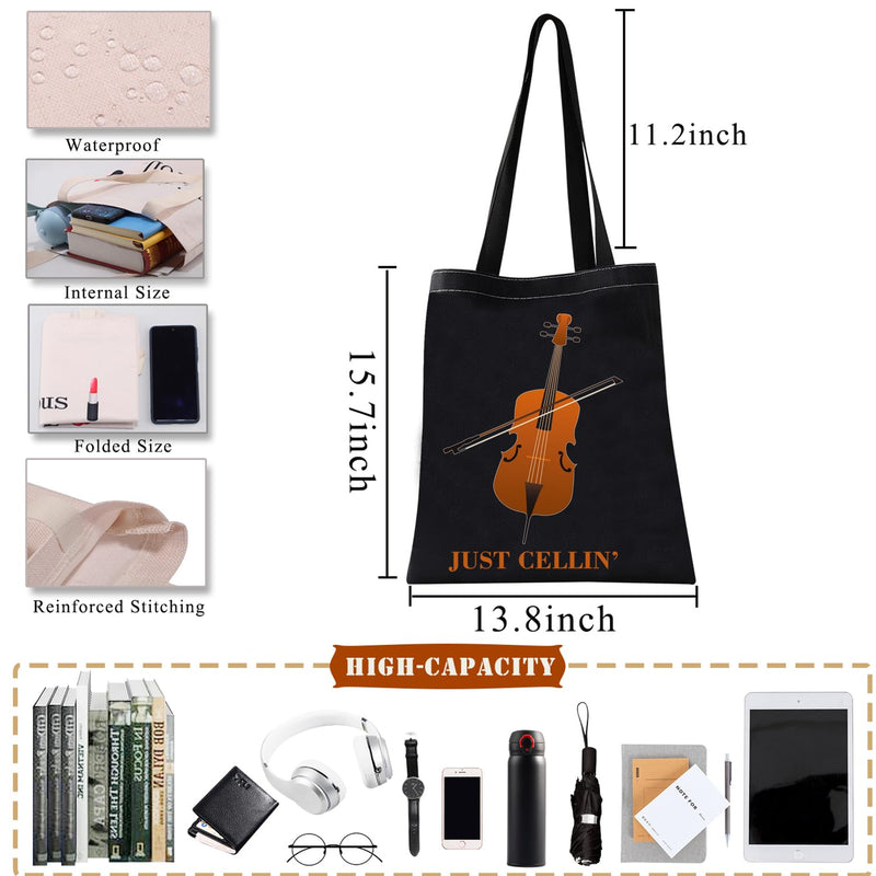 BDPWSS Cello Gift Cello Music Tote Bag Just Cellin’ Funny Cello Cellist Orchestra Musician Reusable Handbag Cello Player Gift Just Cellin Bltg