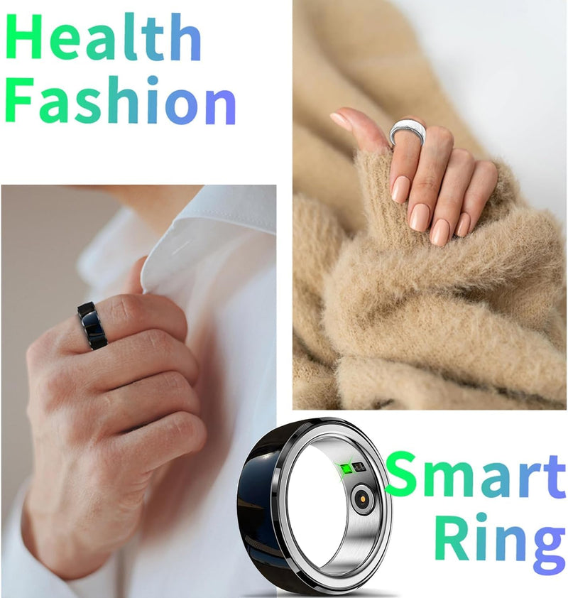 Smart Ring Fitness Tracker - Wearable Smart Health Tracker Sleep Heart Rate for Blood Oxygen for Men Women, IPX8 Waterproof Support 7 Days Battery Life (Black, 10)