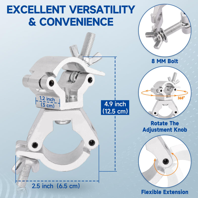 Aluminum Alloy Stage Lighting Truss Clamps - Maximum Load 220 Lbs and Fits 0.98-1.18 Inches or 1.18-1.41 Inches OD Tubing - Swivel Double-Head Coupler Suitable for Stages/Djs/Speaker/Pubs 0.98-1.18Inch/1.18-1.41Inch