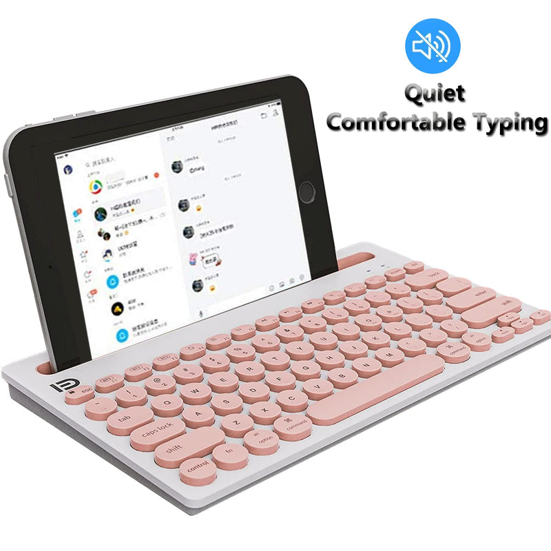 Wireless Keyboard, Attoe Dual Channel Multi-Device Universal Cute Wireless Bluetooth Keyboard Portable Slim with 20m Connection Distance for Tablet Smart Phone PC Windows Android iOS Mac (Pink)… Pink