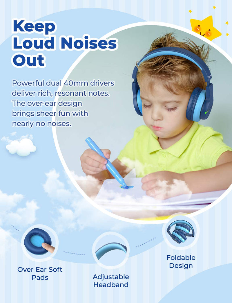 iClever BTH27 & BTH12 Kids Bluetooth Headphones Bundles, USB C Fast Charging, AUX Cord,Safe Volume,Toddler Headphones for iPad/Tablet/Travel/School