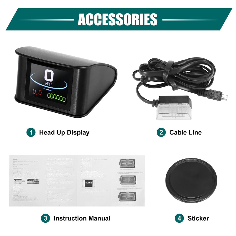 X AUTOHAUX 2.2 Inch Mini HUD Head Up Display Car Dashboard Digital Speedometer Multifunction Data Display Error Alarm TFT LCD Display with OBDII EUOBD