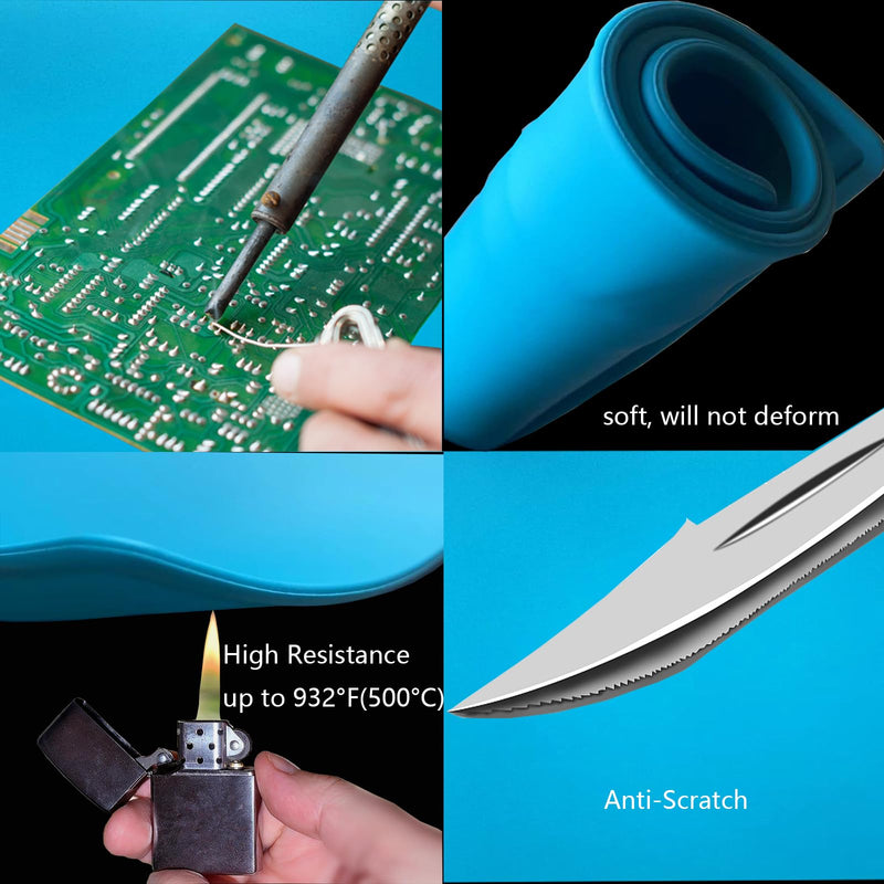 Magnetic Silicone Soldering Mat 13.8 x 9.8 inch Repair Work Pad for Solder Iron Workbench Protenction - Heat Resistant 932°F B(13.8X9.8inch)