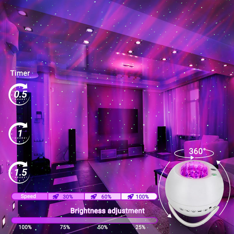 [AUSTRALIA] - HERHOTER Star Projector,Northern Lights Projector,with Bluetooth Speaker, White Noise, Remote Control,Night Light,for Game Room, Adults, Family Gatherings,Galaxy Projector Bedroom 5.3in 