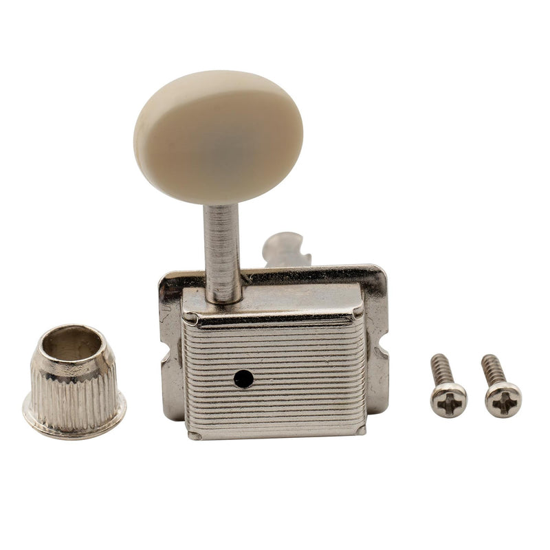 [AUSTRALIA] - Musiclily Pro Vintage 6-in-Line Guitar Tuners Split Shaft Machine Heads Tuning Pegs Keys Set for Squier Classic Vibe Fender Strat/Tele Style, Nickel with Off White Button 