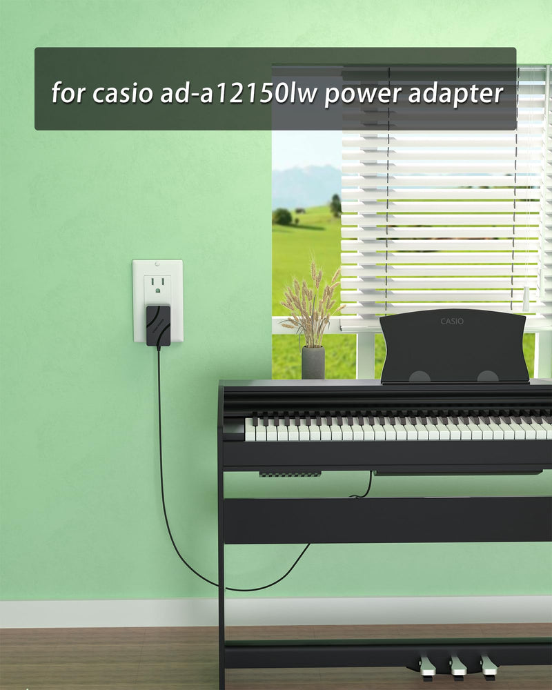 12V AD-A12150LW for Casio Privia Power Cord Compatible with Casio PX-130, PX-330, PX-3 Keyboards Replacement for Casio AD-A12150 12-Volt AC Power Supply fits for WK6500 WK6600 WK7500 and WK7600
