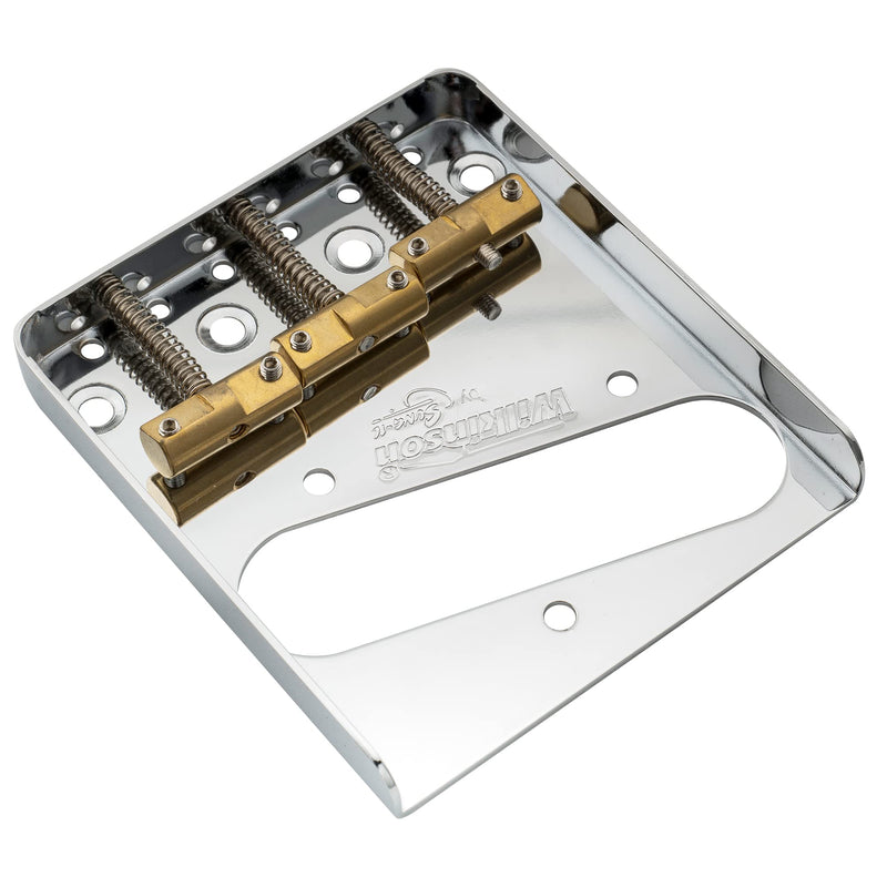 Wilkinson WTB Brass Compensated 3-Saddle Guitar Telecaster Bridge Assembly for Fender Tele Style Electric Guitar Replacement Parts, Chrome