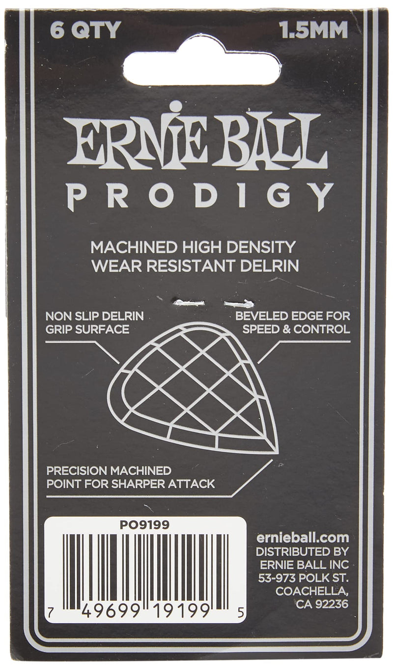 Ernie Ball Prodigy Guitar Picks, Standard, Black 1.5mm, 6-pack (P09199) Black (1.5mm)