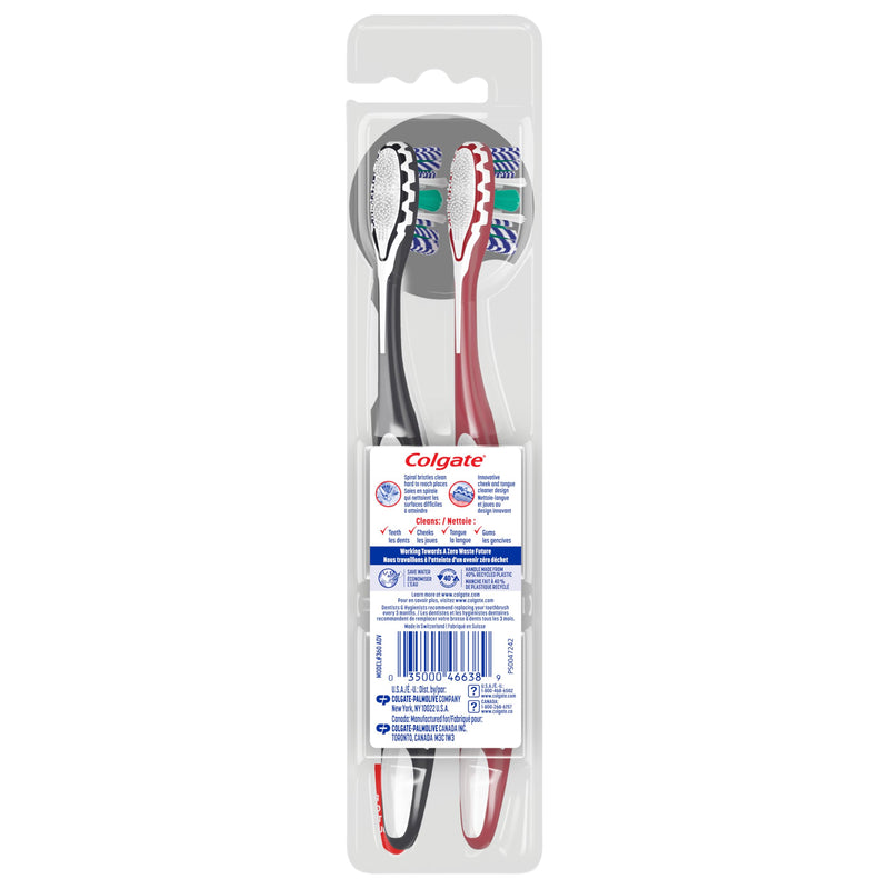 [AUSTRALIA] - Colgate 360 Optic White Advanced Whitening Toothbrush, Adult Medium Toothbrush with Whitening Cups, Helps Whiten Teeth and Removes Odor Causing Bacteria, 2 Pack 2 Count (Pack of 1) 
