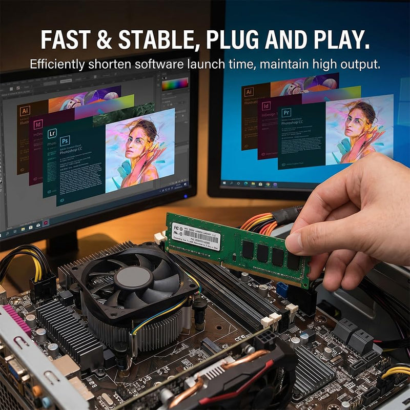 4GB DDR3 1600MHz Desktop RAM, 1.5V High-Speed Internal Memory for PC, Compatible with Most Motherboards (1x4GB)