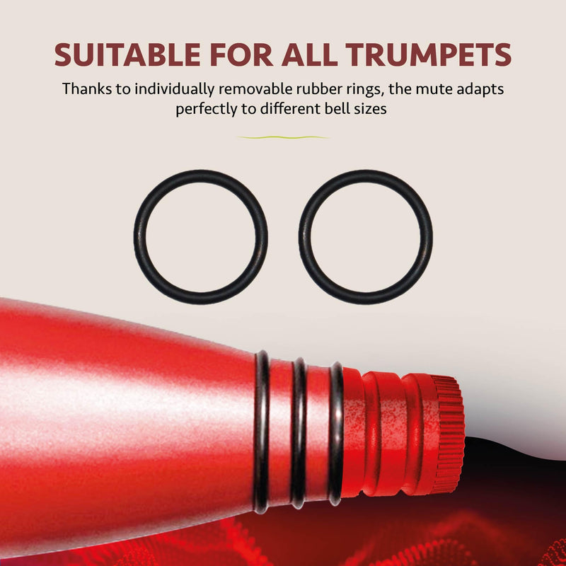 GERMAN BRASS PRODUCTIONS trumpet mute | silencer with dual function as practice and mouthpiece mute for trumpet | adaptable for all trumpets | trumpet accessories made in Germany | Red