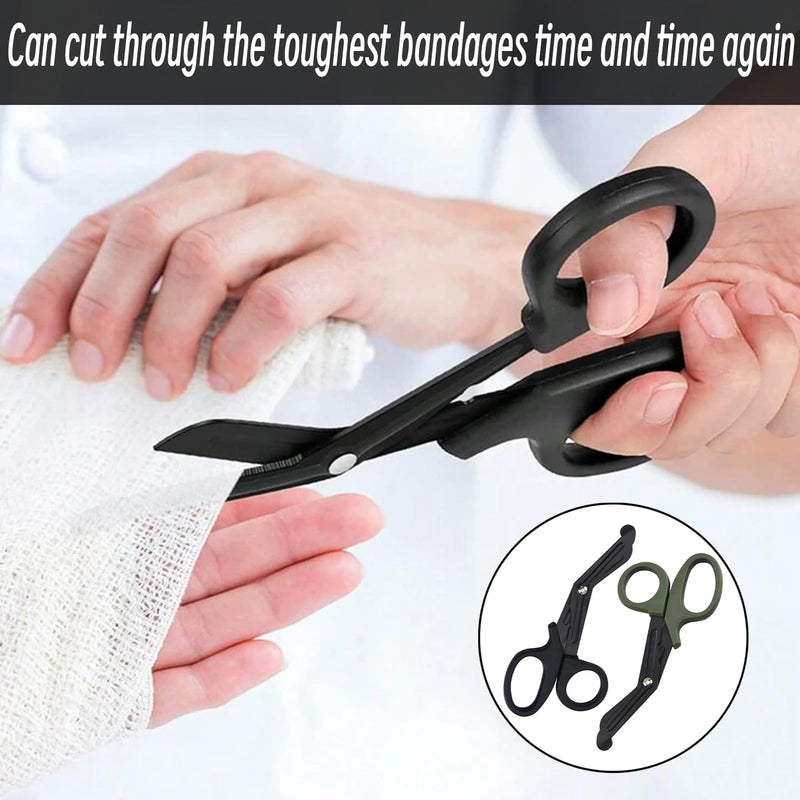 Pack of 2 Medical Bandage Scissors, Medical Scissors, Trauma Scissors, Bandage Scissors, 15 cm Bent Stealth for Nurses, Medical Students, Emergency Room (Black and Green)