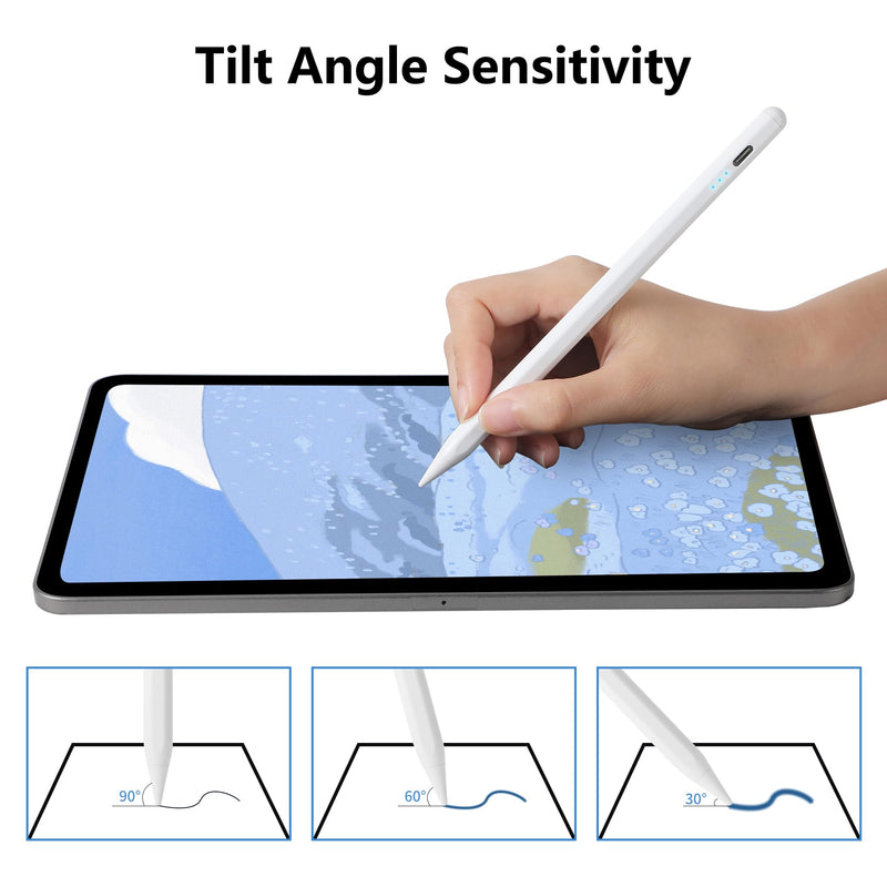 Stylus Pen for iPad 2018-2024 Apple Pencil 1st Generation for iPad 10th 9th 8th 7th 6th Gen, iPad Air 3rd 4th 5th Gen, iPad Pro 11 12.9 13 inch, iPad Mini 5 6, Palm Rejection Tilt Sensitivity (White) White