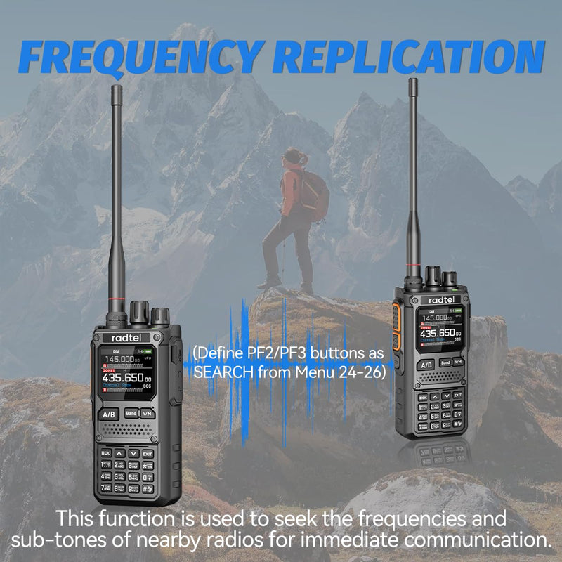 Radtel RT-920 Walkie Talkie Long Range 8W Two-Way Radio, SW MW LW CB 27MHz Receiver GMRS Radio Bluetooth Programmable, AM FM SSB, Noise Reduction, NOAA Weather Alert (with Programming Cable)