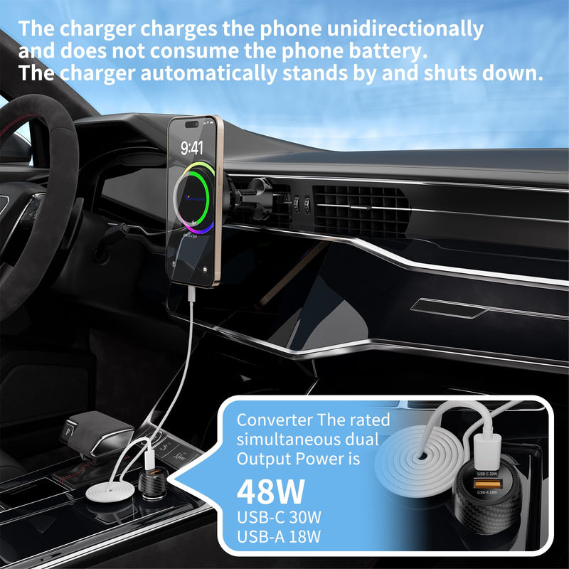 Qi2.2 25W Wireless Car Charger Mount[Fastest Charging Speed] Car Charger for iPhone 16/15/14/13/12 Pro Max/Mini and Others Phone, ice Cooling Charging, Phone Cooler for Car, with Air Vent Holder