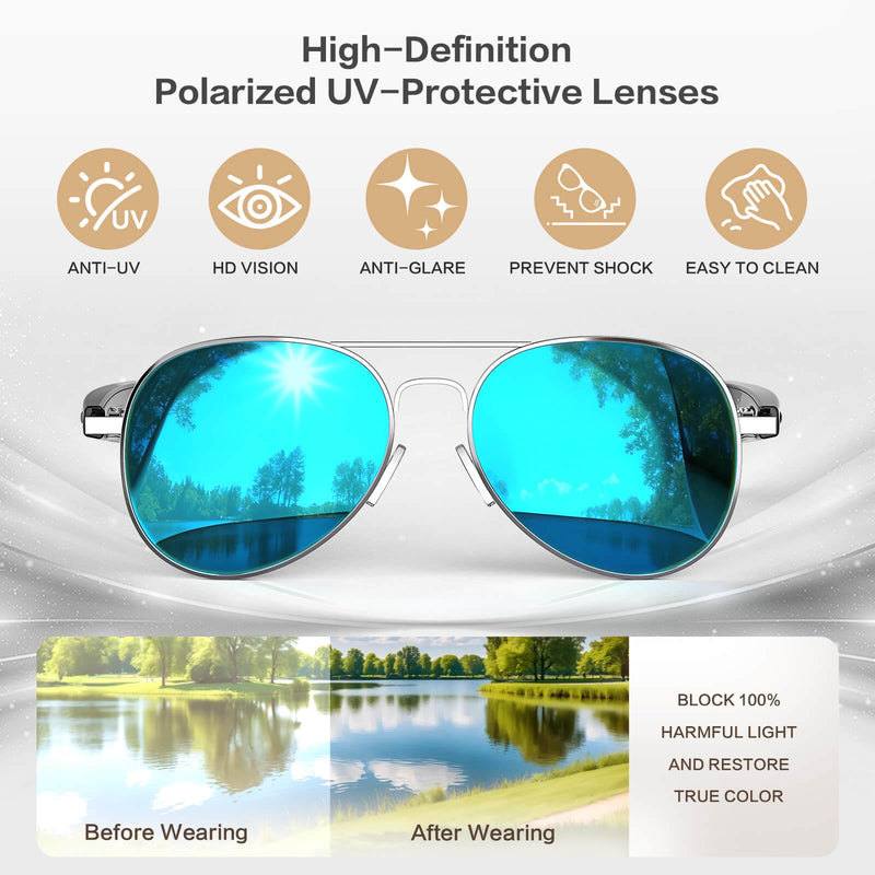 EarlySincere AI Smart Glasses, Smart Translation Glasses That Support 164 Language Translation, IP65 Waterproof Smart Sunglasses, Classic Aviator Sunglasses with Voice Assistant/AI Call/Chat GPT