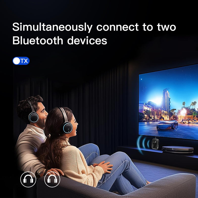 [AUSTRALIA] - Bluetooth 5.4 Transmitter Receiver, Low-Latency for Gaming/TV/PC/Gym,2-in-1 Dual Mode for 2 Devices,Ideal for Airplane Travel, aptX Adaptive HD Audio, Wear-Resistant Ultra-Ceramic Black 